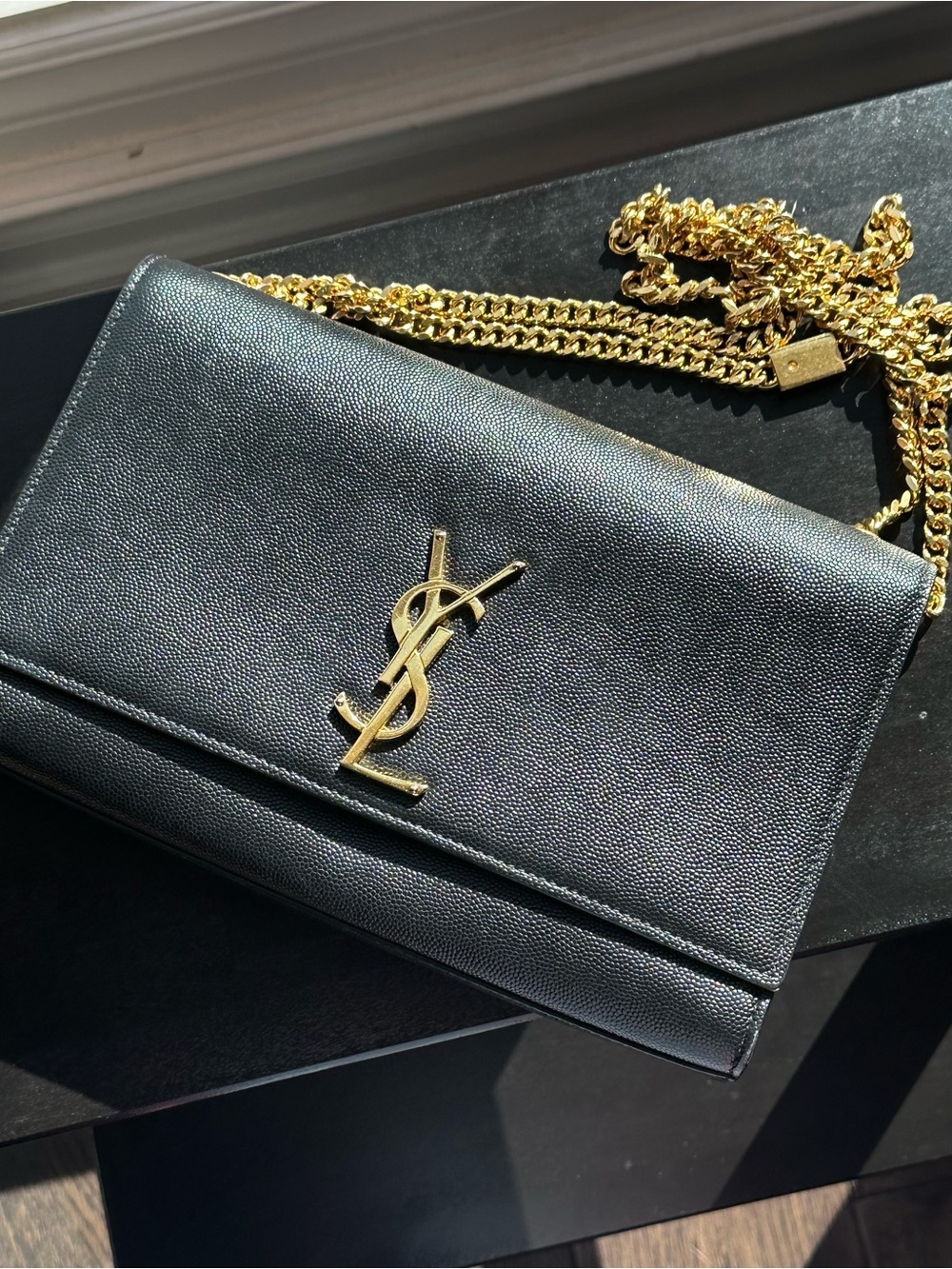 Saint Laurent Paris Kate medium in grain de poudre embossed leather bag